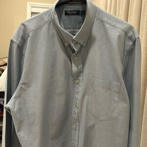 Nautica Long Sleeve Button Down Shirt, Color - Light Blue Fit X-Large